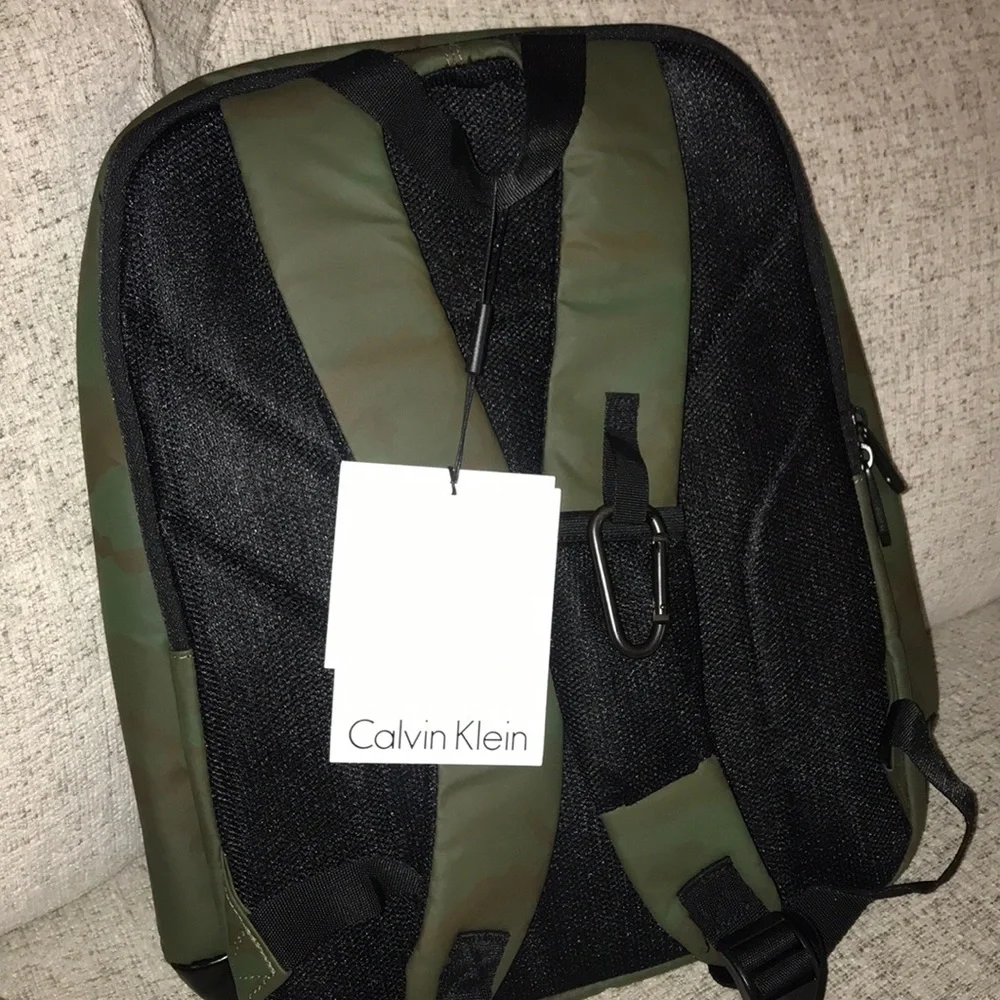 Calvin Klein green camo laptop backpack